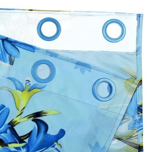 Image of Door Curtains 7 Feet Long Set of 2 | Polyester | Floral Design, Room Darkening Curtains and Drapes | Door Curtains for Living Room | (118 x 215 cm, Blue) | Perfect for Home Decor