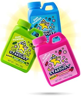Sneaky Stardust Gum Powder – Sour Green Apple, Blue Raspberry, and Strawberry Flavors – Fun Candy That Turns Into Chewing Gum (1.94 oz Each) (3)