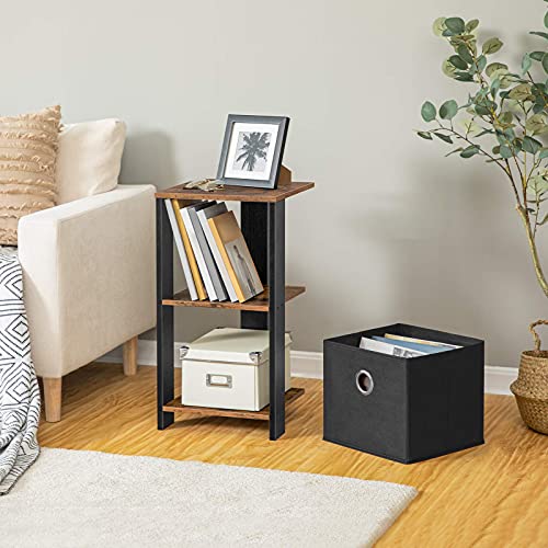 Hoobro Bedside Table With Pull-Out Collapsible Storage Box, Retro Small Nightstand For Small Space, Living Room, Bedroom, Stable And Sturdy, Rustic Brown And Black Bf35Bz01 #TOP7