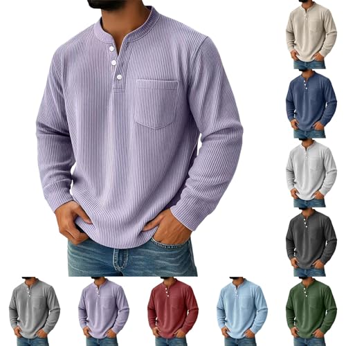 T-shirt manches longues homme col en V pull doux uni basique