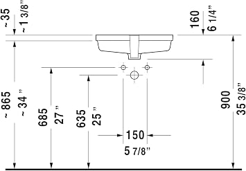 Duravit 0330480017 Vero 20-5/8 Rectangular Ceramic Undermount Bathroom Sink with Overflow