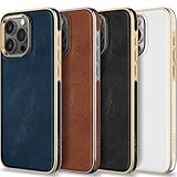 LOHASIC PU Leather Case for iPhone 15 Pro, Luxury Elegant Vintage Phone Cover for Men Women, Anti-Slip Grip Scratch Resistant TPU Bumper, 6.1 Inch, 5G, 2023 - Blue Gold