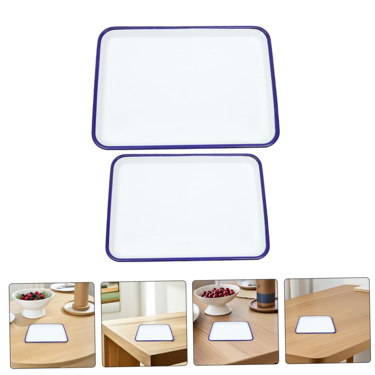 POPETPOP 2 Bandejas para Hornear Esmaltadas de Color Claro, Resistentes al Calor, Rectangulares, 26x18cm y 30x20cm, para Asar Verduras y Carne