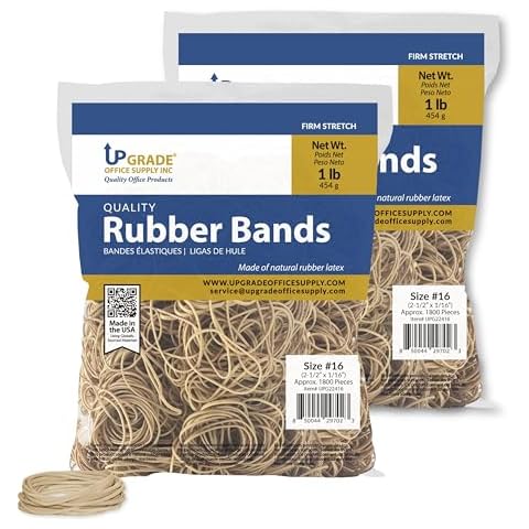 Upgrade Office Supply UPG22416PK2 Rubber Bands, Size #16 (2-1/2" x 1/16"), 1 lb. Bags (2 Pack), Natural Crepe Color, Made in USA Cover