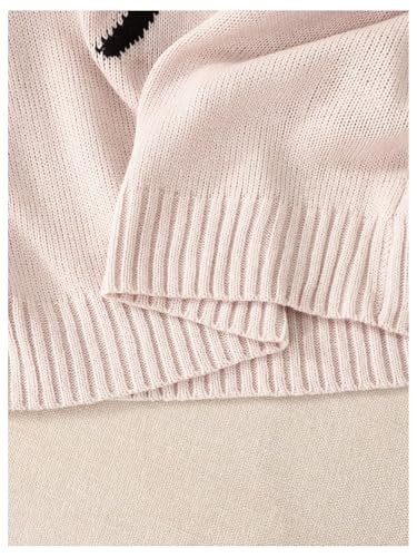 Image of BEAUDRM Girl's Bow Sweater Crew Neck Cute Sweaters Long Sleeve Knit Pullovers Sweater