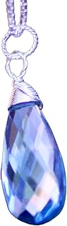 Lab Made Light London Blue Topaz Pendant Sterling Silver 925, December Birthstone