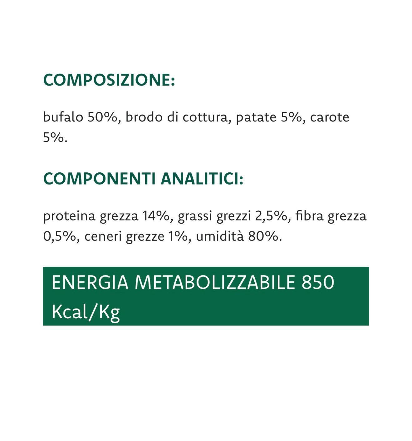 Oasy umido cane adulto grainfree, alimento completo per cani adulti di taglia media e grande (medium) gusto BUFALO | 6 scatolette da 400 grammi l’una.