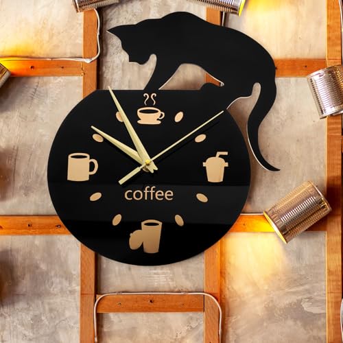 Horloge murale de chat cartoon de découpe précise en bois