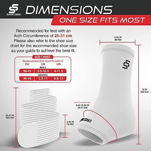 Sleeve Stars Ankle Brace For Women & Men, Plantar Fasciitis Relief For Ankle Compression Sleeve W/Ankle Support Strap, Tendonitis, Sprain & Heel Protector, Heel Wrap For Heel Pain (Pair/White) #TOP4