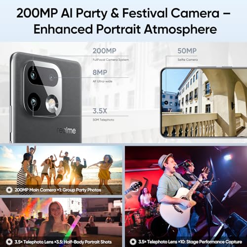 Image of realme 16 Pro+ 5G, Smartphone 12+256GB, Qualcomm Snapdragon 7 Gen 4, 200MP OIS, Curved Display 6.8 inch 144Hz, Battery 7000mAh, IP69, Master Grey