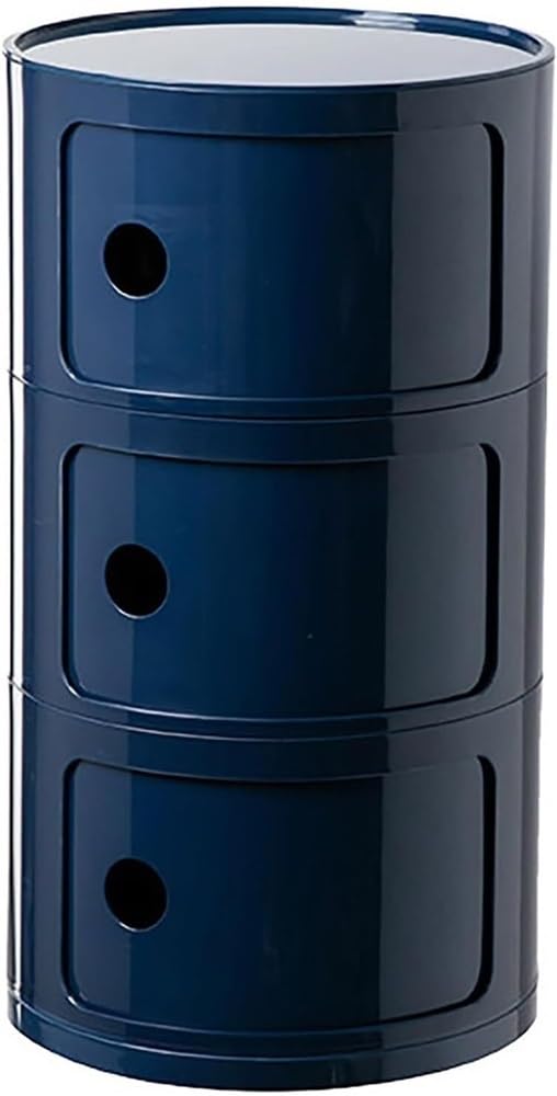 Small Bathroom Cabinet, Round Nightstand, 13 INCH Plastic Bed Side Table with Slide Drawers, Bedside Table with Storage, Unique End Table, Side Table