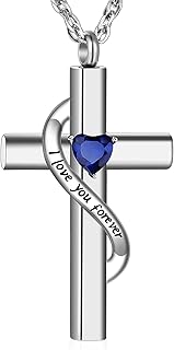 Cross Cremation Jewelry for Human Ashes Stainless Steel Urn Necklace for Ashes Memorial Cremation Ashes Necklace for Women Men