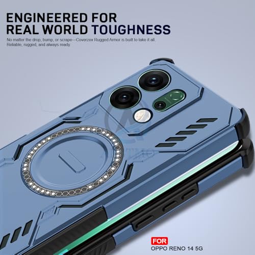 Image of AESTMO Back Case Cover for Oppo Reno 14 5G | Magnetic Case with Built-in Metal Ring | Compatible with MagSafe Accessories | Shockproof Hybrid (PC + TPU) (Blue)