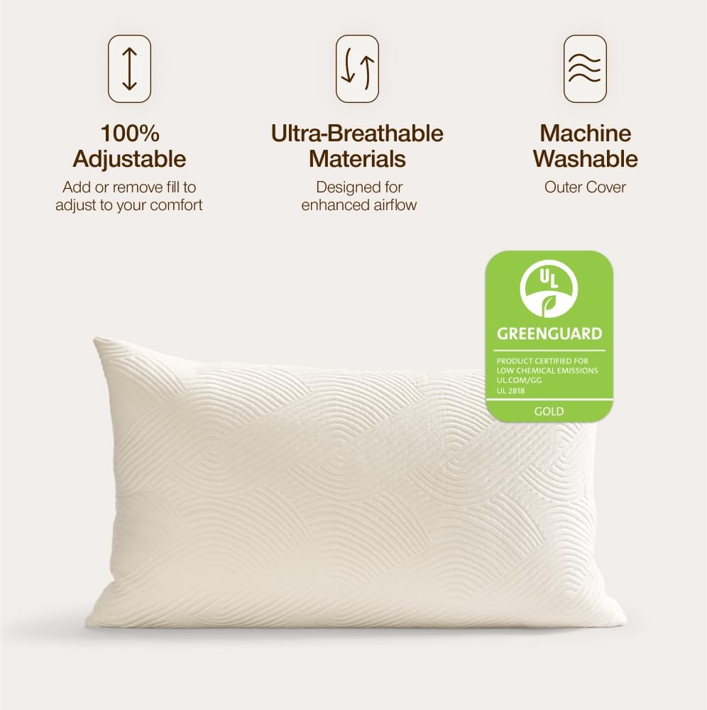 Coop Home Goods Adjustable Latex Pillow King, with Talalay Latex & Microfiber Fill, Best Pillows for Sleeping, Naturally Cooling, Eco-Friendly, Medium Firm Pillow for Back, Stomach or Side Sleepers