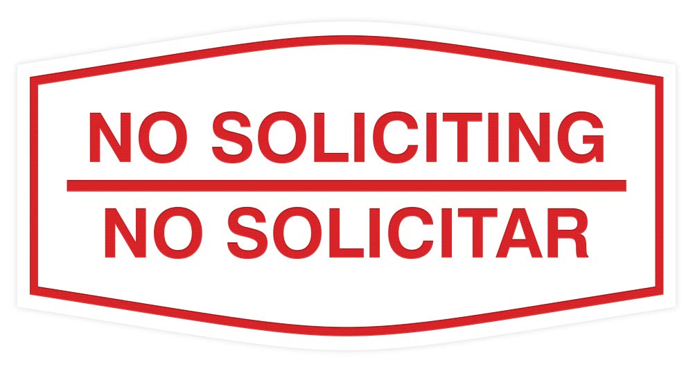 Signs ByLITA Fancy No Soliciting No Solicitar Sign (White/Red) - Medium1 Pack