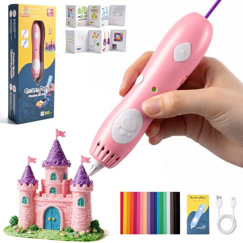Elecoutek 3D Stift für Kinder, 2,5 mm PCL *90 Rollen | Enthält 3D-Stift, Ladegerät, Bedienungsanleitung, Faltblatt mit 10 Vorlagen, PET-Zeichenplatte und 18*5 PCL-Farben