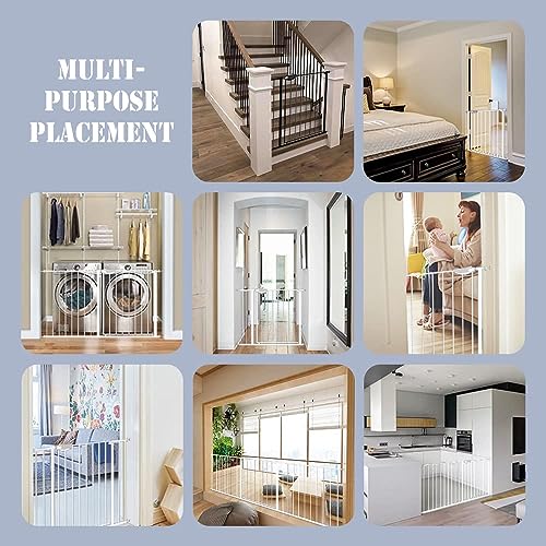 Image of DEARBB Triple Lock Baby Gate for Stairs Doorways and House 31 inch to 86 inch Extra Wide Pressure Mounted Easy Walk Through Auto Close Safety Pet Gate Black 31.1-48.42 inch