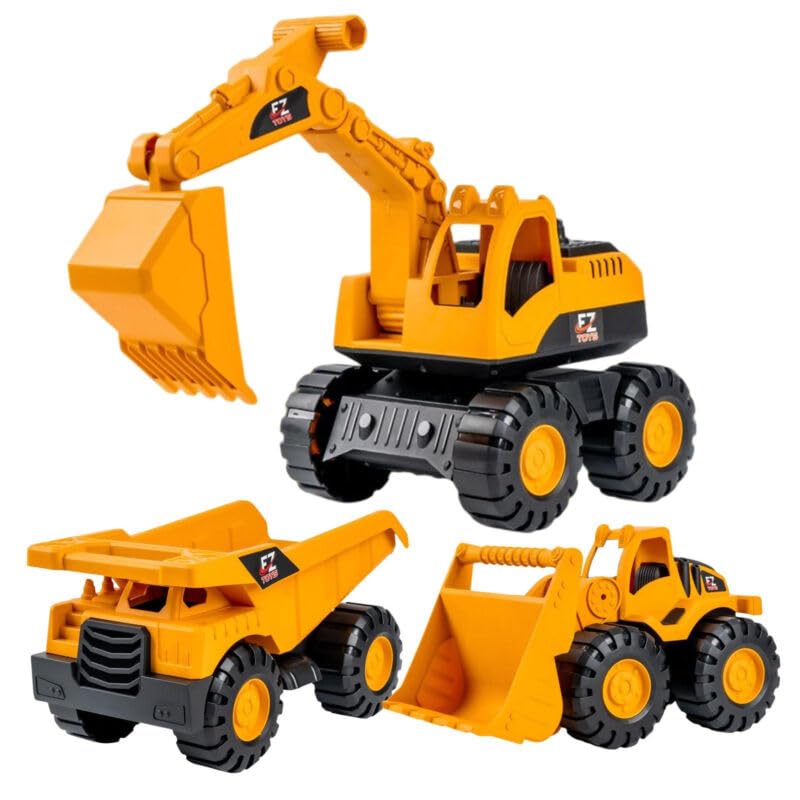 PLUSPOINT 3pc Big Construction Vehicles Set Friction Powered Excavator, Bulldozer, Dumper Pretend Play Toy Trucks Engineering Toys Beach Sand Truck Play Set Building Vehicles Set for Kids 3+ (B0CLJKRZLM) Amazon Price History, Amazon Price Tracker