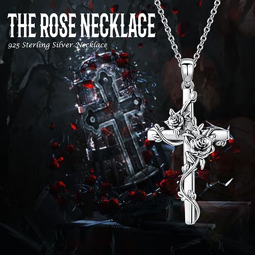 Cross necklace 925 Sterling Silver Rose Crose Pendant Necklace Cross Necklace for Women4