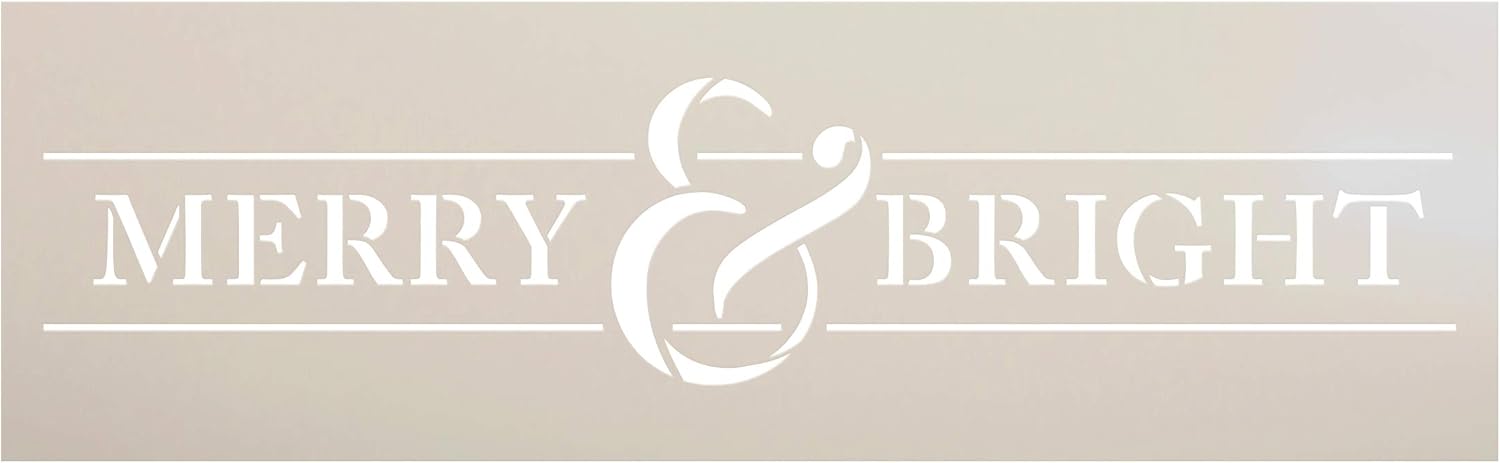 Merry & Bright Stencil by StudioR12 | Winter Holiday Christmas Decor Rustic Farmhouse Lyric Word Art | Reusable Mylar Template | Paint Wood Signs Chalk | DIY Home Crafting | Select Size (13 x 4)