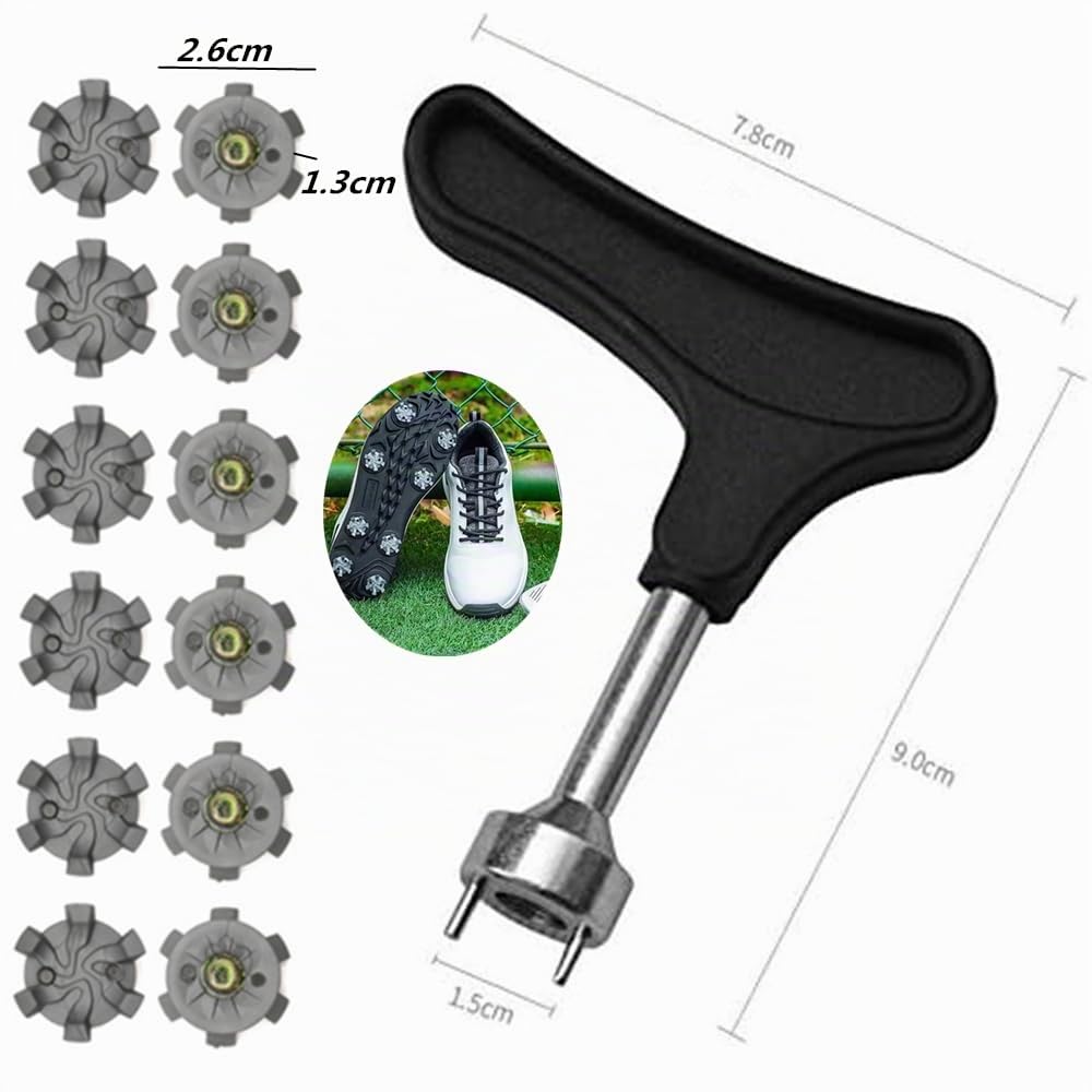Puntas de Golf Universales - 25 Piezas Tacos Fáciles de Cambiar + 1 Llave de Punta para Zapatos - Practical Golf Spikes for Golfers