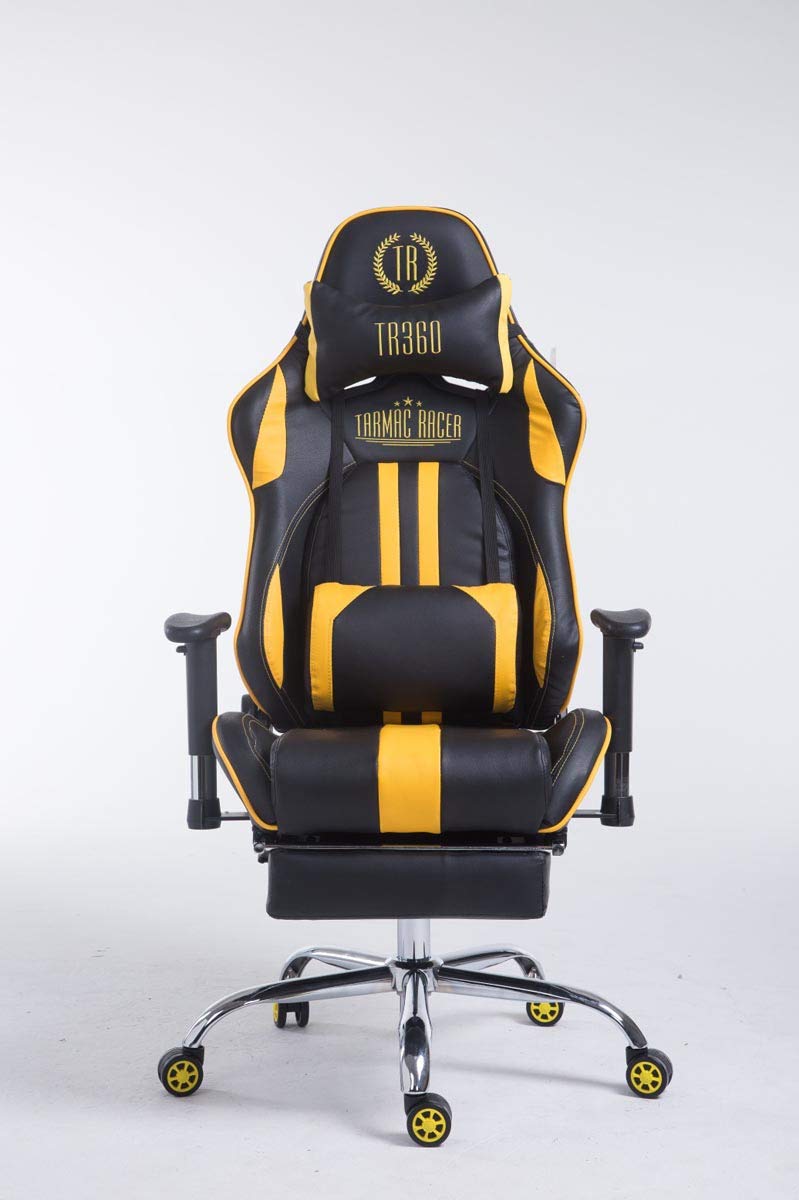 CLP Sedia Gaming Limit XL | Sedia Racing Similpelle I Portata Max 150Kg, Colore:Nero/Giallo, Poggiapiedi:con poggiapiedi