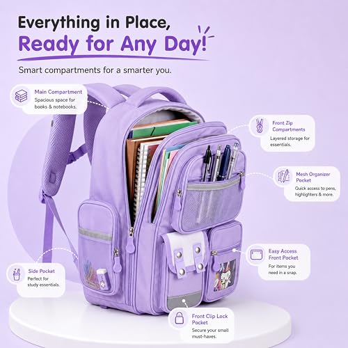 Image of Brainy Bundle School Backpack for Boys & Girls, Kids School Bag | 25L Capacity • 2 Compartments & 6 Pockets • Age 5-10 Years • Water-Resistant • Lightweight • Padded Straps