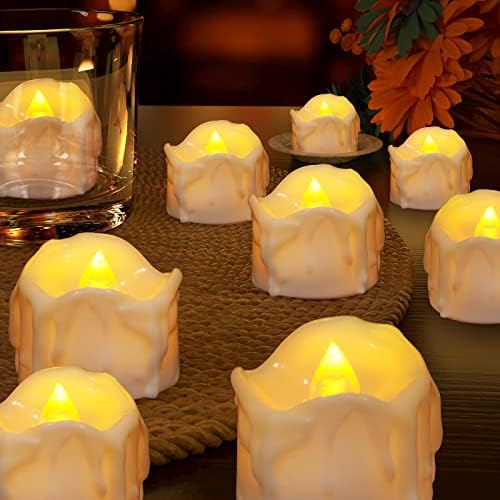 12 Stück LED Kürbis Kerzen Halloween - Flammenlose Teelichter Batteriebetrieben - Gruselige Deko Für Party & Tisch