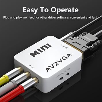 Watris Veiyi Video Converter, 480P Mini AV to VGA Adapter