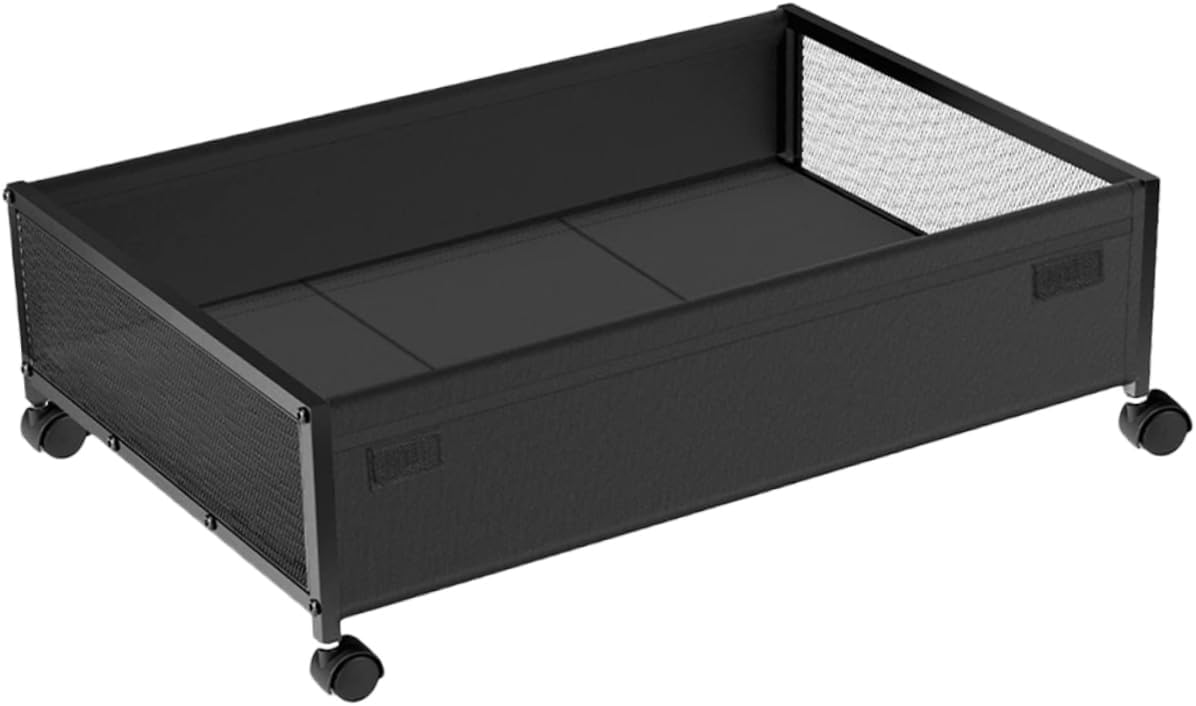 Garneck Roller Bed Bottom Basket Blankets Container Rolling Toy Storage Bed Clothes Organizer Storage Bins Storage Cart Clothes Storage Holder Storage Shelf Non-woven Fabric Black