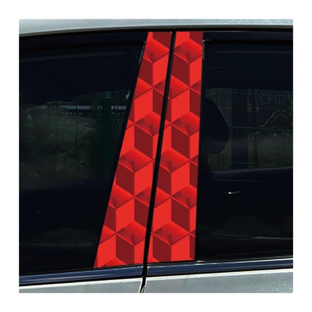 Body Parts 2pcs Auto Door Pillar Decals Red Black Honeycomb 3D Waterproof Car Center Column Stickers(F)