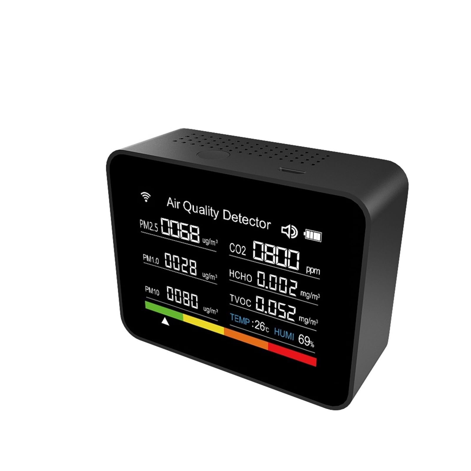 Air Quality Monitor 13in1 WiFi Air Quality Tester CO2/TVOC/HCHO/PM2.5/PM1.0/PM10/Temperature/Humidity/Time/Date/Alarm/Timer/Stopwatch CO2 Meter (Color : Black, Size : A), 1005006514262107-image-42