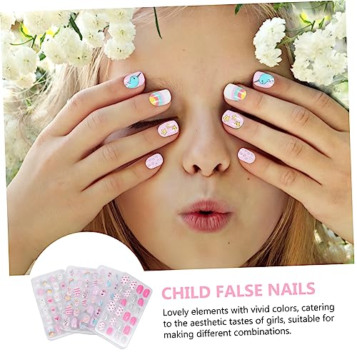 Healvian Caixas Unhas Postiças Infantis Imprensa Artificial Prego Stick Nas Unhas Unhas Postiças Inf