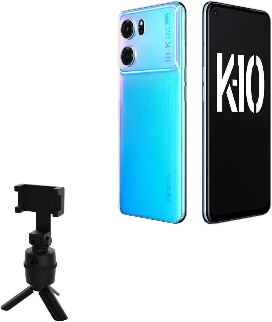 BoxWave Stand and Mount Compatible with Oppo K10 5G (China) - PivotTrack Selfie Stand, Facial Tracking Pivot Stand Mount - Jet Black