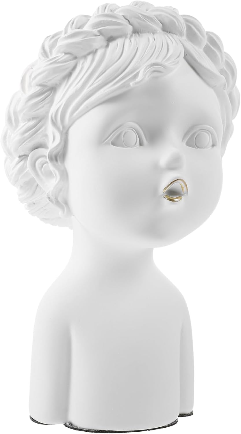 Resin Girl Figurine Delicate Desktop Girl Statue for Home Office Decor Charming Nordic Style Bust Decoration