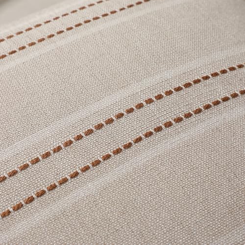 Hckot Fall Throw Pillow Covers 18x18 Set of 2 Striped Pillow Covers Textured Linen Decorative Pillows Square Cushion Covers for Sofa Couch Bed Living Room Farmhouse Decor(Rust)