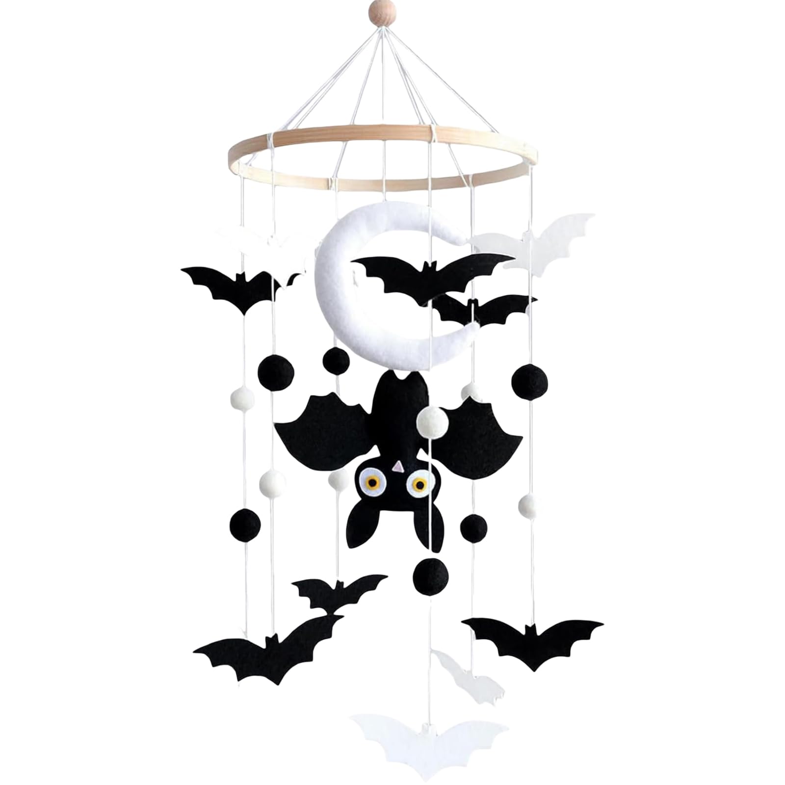 Mobile Baby Bed Bell with Black Bat Hanging Mobile Wind Chime for Baby Bed Cot Halloween Decoration Gift