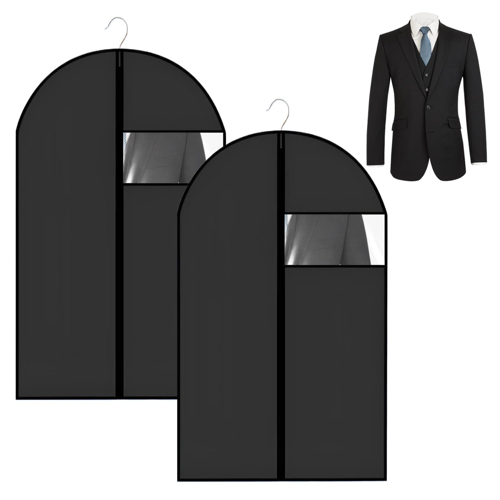 Suit Covers for Men with Zipper,2 Pcs Suit Bags for Men,Foldable and Dustproof Suit Carriers for Men,Easy to Store,Reusable Clothes covers,Suitable for Coats,Jackets,Pullovers