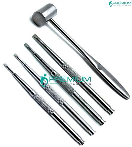 Ridge Chisels Mallet Bone Splitting Surgical Implant Stainless Steel Dental 5 Pcs Instruments