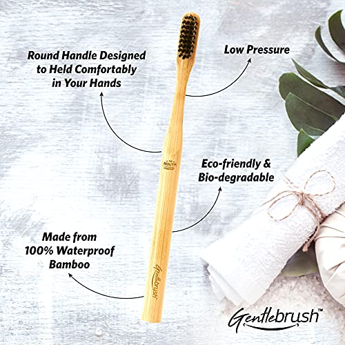 Image of Premium Bamboo Manual Toothbrush For Kids & Adults With Low Pressure Charcoal Activated Bristles-Pack Of 4