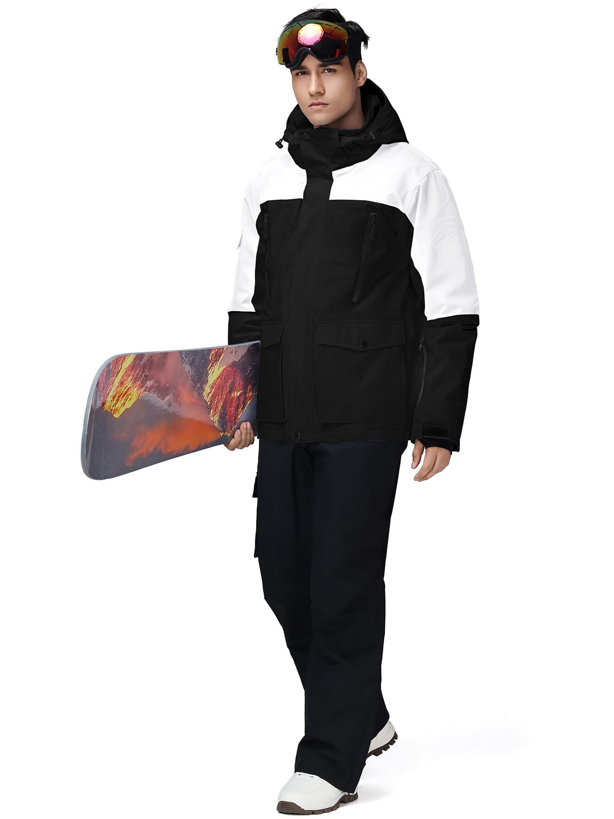ALSOGO Chaqueta de Esquí Masculina y Pantalones Largos Ropa de Esquí Térmica en Invierno Impermeable y a Prueba de Viento Ropa de Esquí
