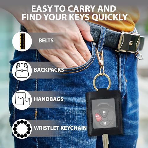 Image of Leather Keys Sleeve for Broken Car Key Loop Replacement - Cute Keychain Cover - Protector, Holder for Men & Women