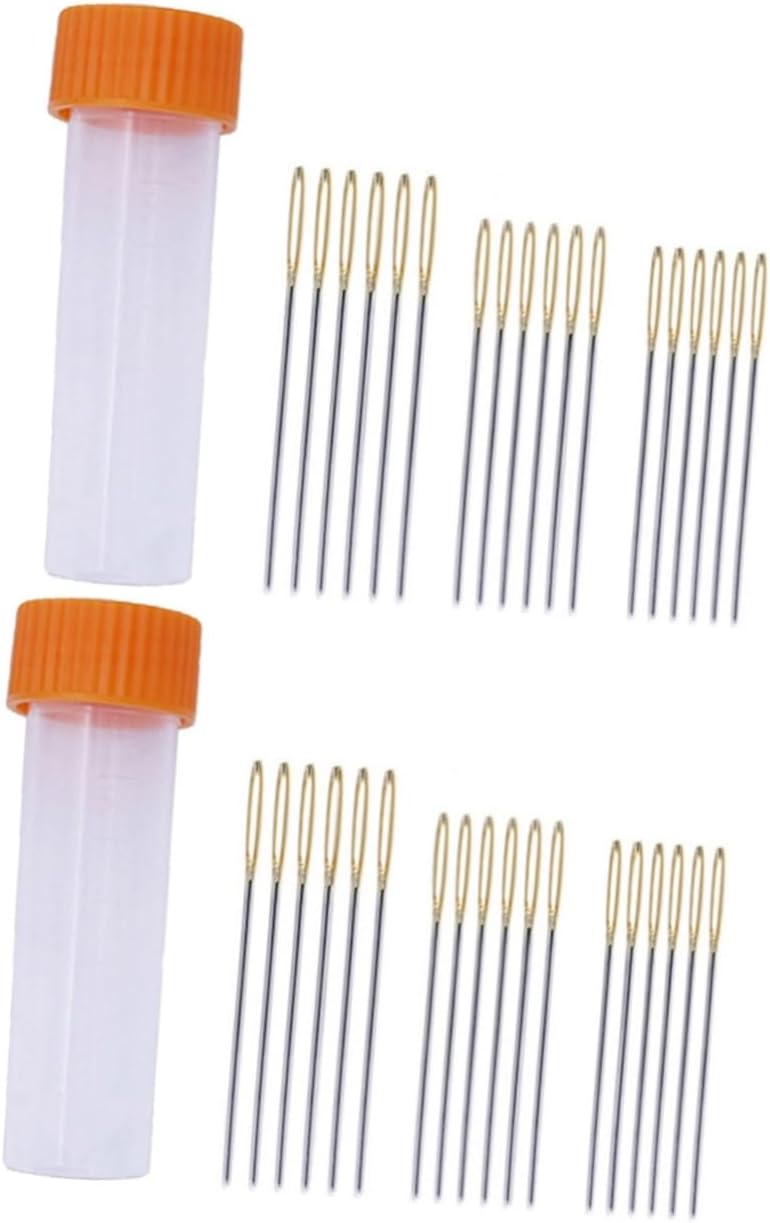 Lurrose 180pcs Knitting Needles Large Hole Blunt Tips Steel Yarn Tail Sewing Lengths for Knitters