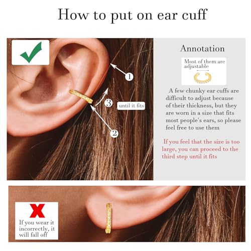 9Pcs Gold Ear Cuffs for Women Non piercing, 14K 18k Gold Plated Ear cuff earrings for Women Cartilage Clip Cuff Earrings Jewelry for women3
