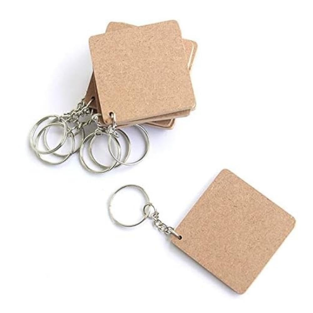 WEHATKE Pack of 20 Shapes Keycahin 2 Inch,3.2 mm Thick MDF(Wood) Key Chains Sheet Craft Plain for Painting Wooden Craft-Decoupage MDF Plains,Resin Art Work&Decoration-image-3