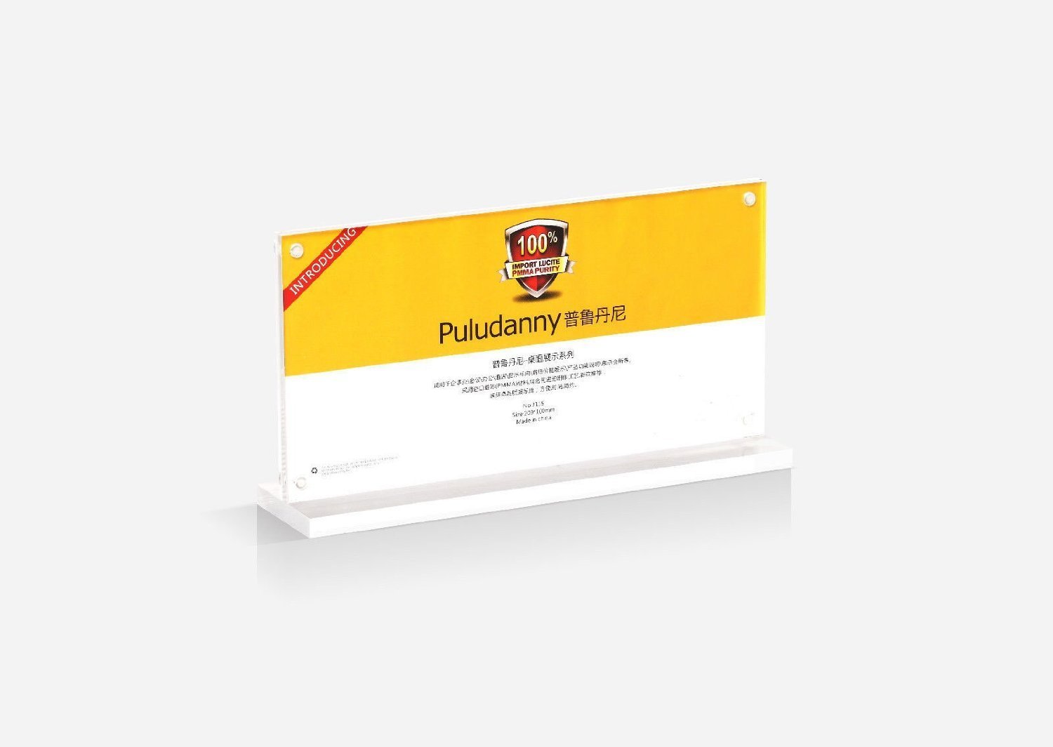 10 Pezzi Cartello da Tavolo in Acrilico ( Pmma ) Incl. Base Acrilica Trasparente Display Piedistallo Tavolo Tischnamensschild Targa Pubblicitaria Cartellino Prezzo - trasparente, 200x100 mm