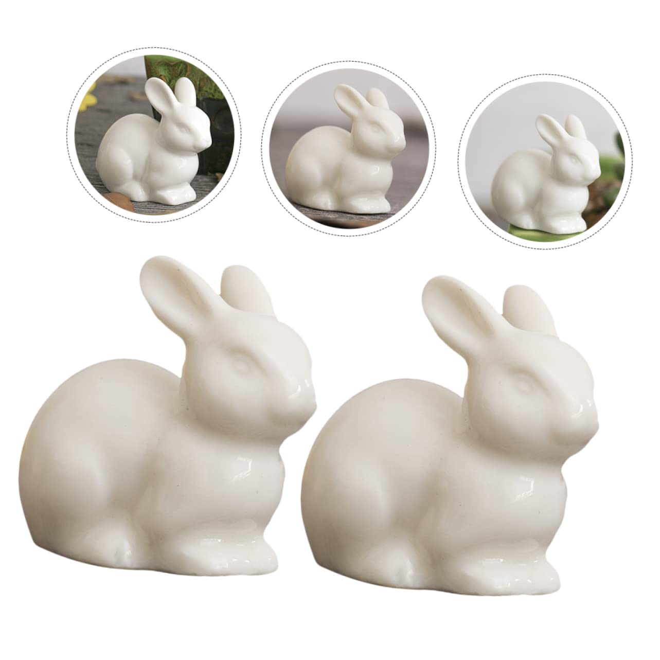 Toyvian 3 Sätze Weißes Kaninchen Dekoration Teiliges Keramik Ornamente Für Niedliche Hasenfiguren Für Moos Landschaft Deko Für Garten Und Wohnräume 5 Stücke * 3