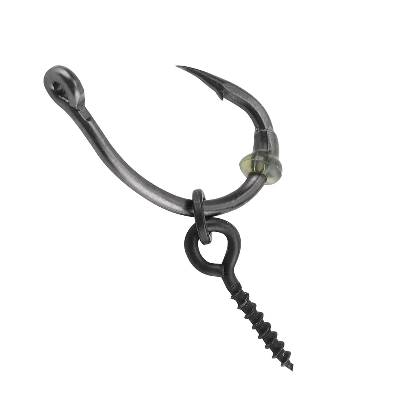 Denash 30Pcs Fishing Tackle Set: 10x 6# Carp Hooks, 10x Bait Screws, 10x Hook Stoppers - Fishing Hook Accessories