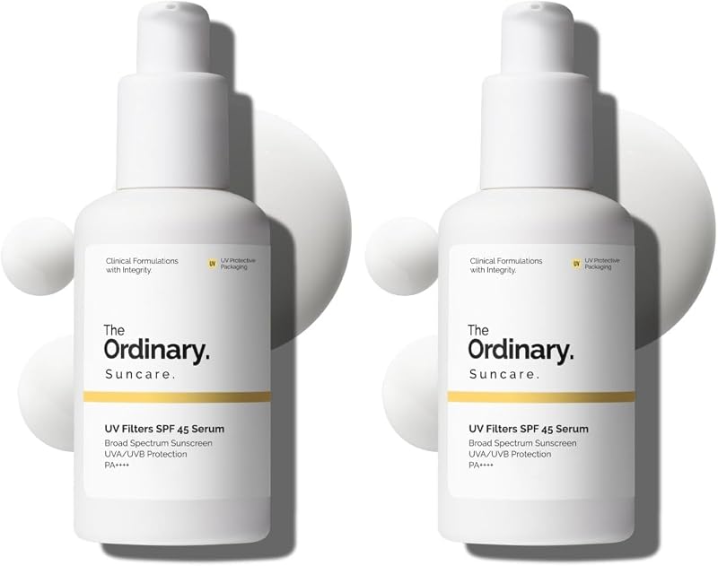 UV Filters SPF 45 Serum Sunscreen for Face, Lightweight Hydrating Broad-Spectrum Sunscreen, UVA/UVB Protection, Non-Comedogenic, No White Cast, 2 Fl Oz