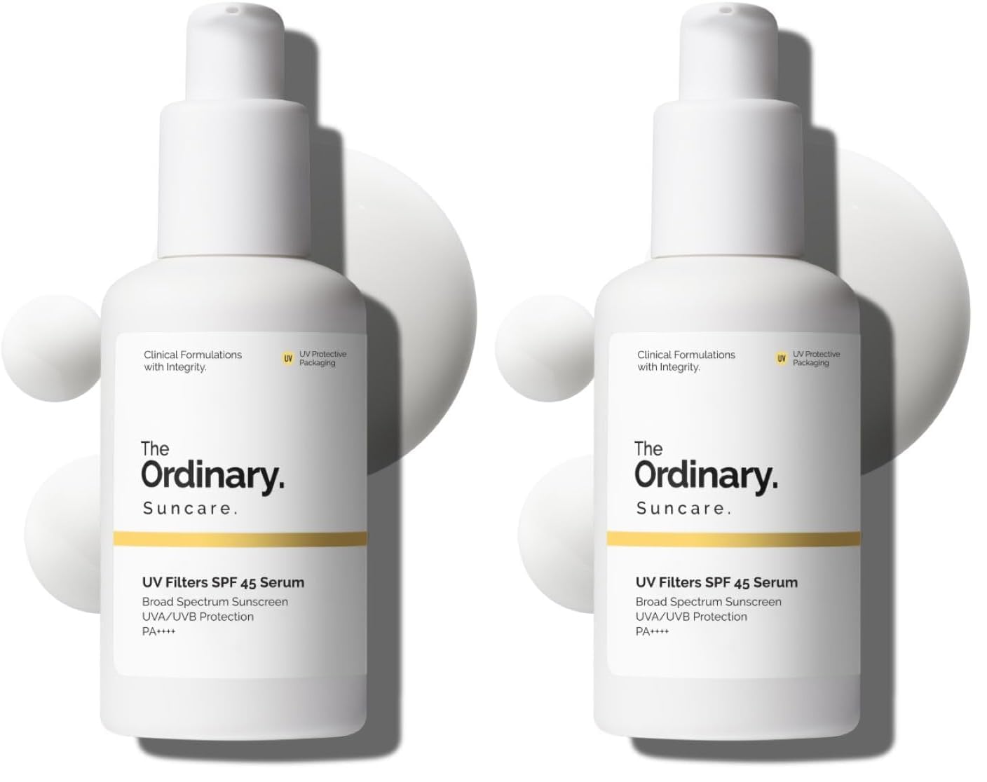 The Ordinary UV Filters SPF 45 Serum Sunscreen for Face, Lightweight Hydrating Broad-Spectrum Sunscreen, UVA/UVB Protection, Non-Comedogenic, No White Cast, 2 Fl Oz